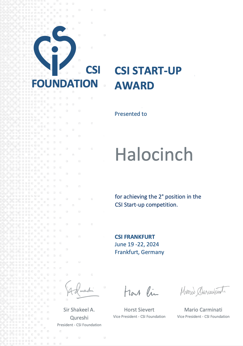 HaloStitch®经导管卵圆孔未闭缝合器系统在国际顶尖学术盛会CSI Frankfurt 2024中获创新竞赛（CSI Start-Up Award）亚军